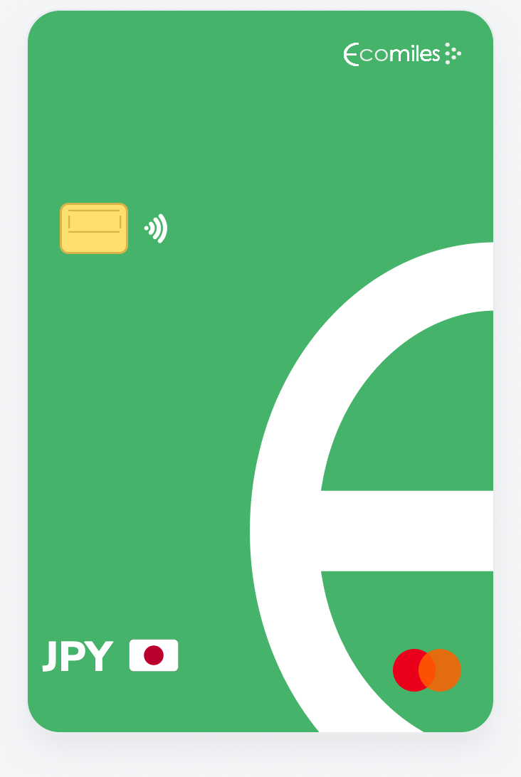 Green Card Ecomiles em iene (JPY) com bandeira do Japão